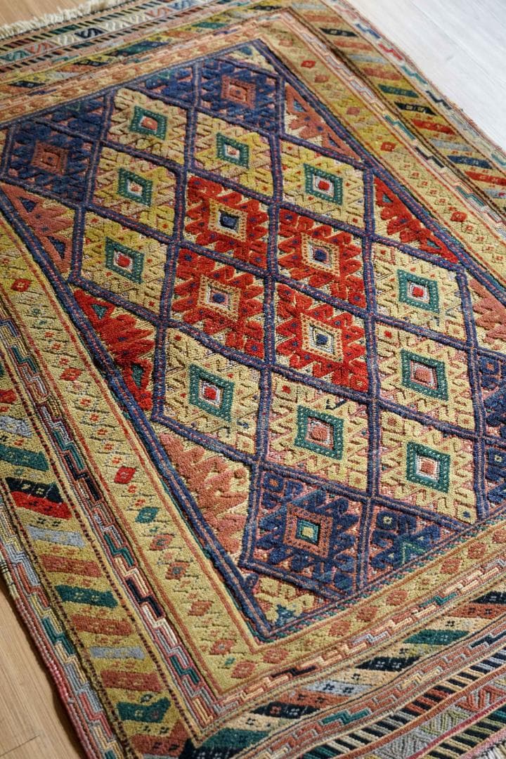 126×93cm　アフガニスタン の マシュワニ手織り キリム トライバルラグ