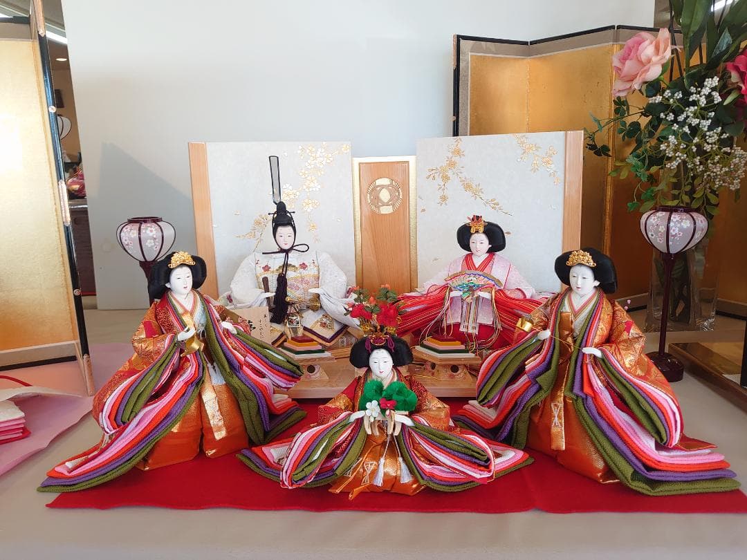 ●金襴衣装三人官女（大）　キラキラ入り　●おひなさま　●お雛様