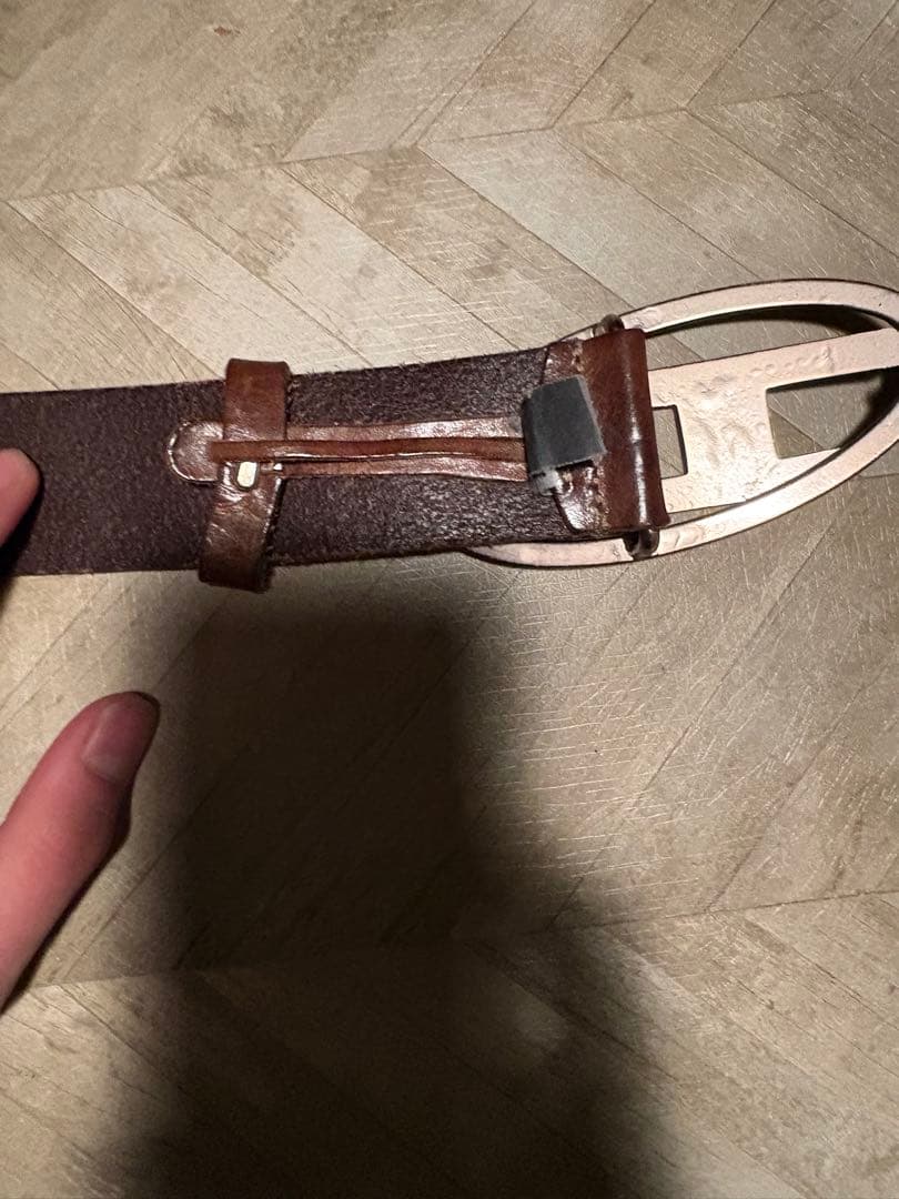 DIESEL ブラウン レザー ベルト 32 24時間限定商品