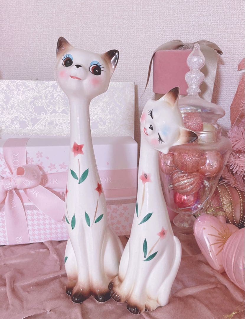 レア♡アンティーク♡シャム猫♡置物♡骨董品♡昭和レトロ♡インテリア♡陶器品♡