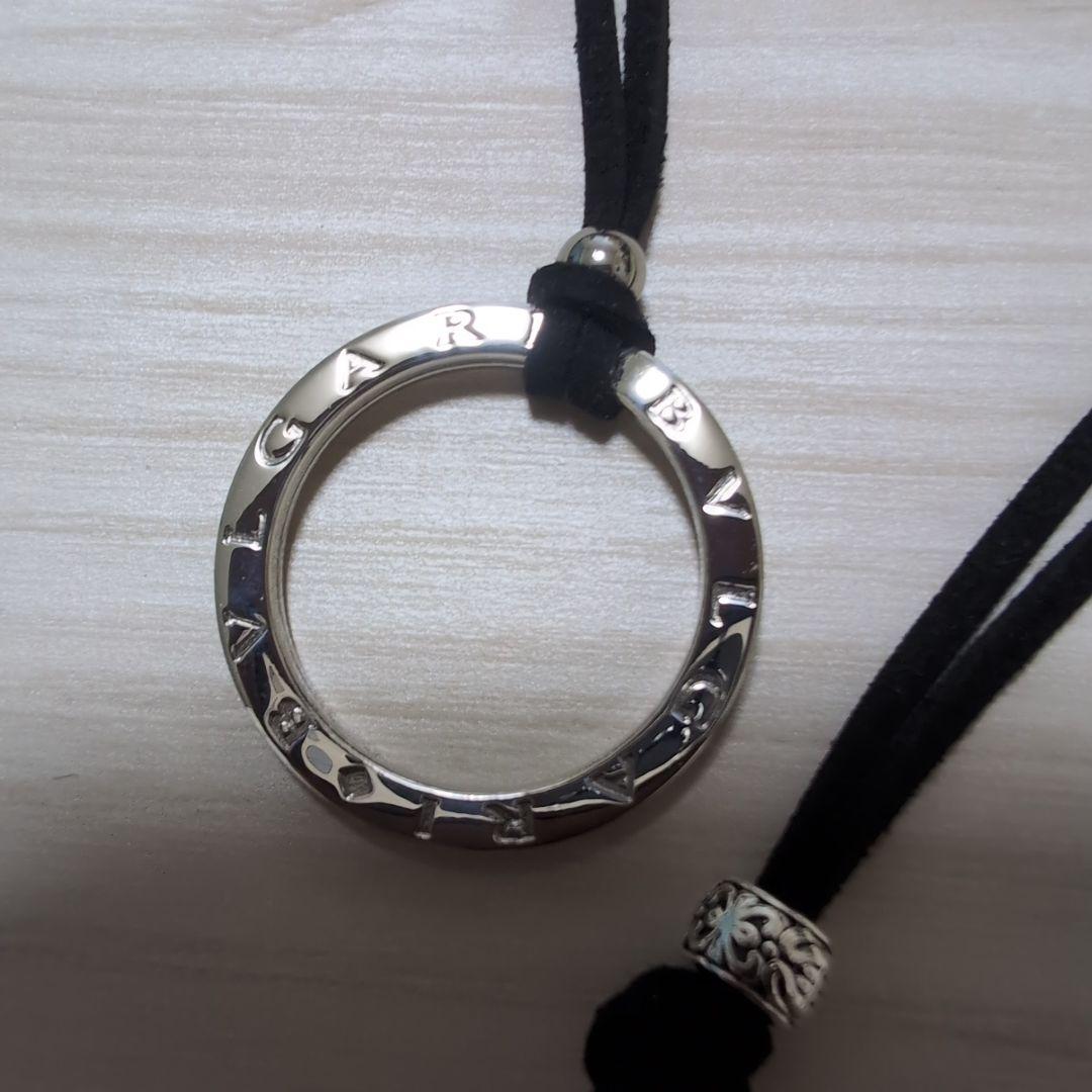 美品 BVLGARI ブルガリシルバー キーリング 新品チョーカー付きネックレス