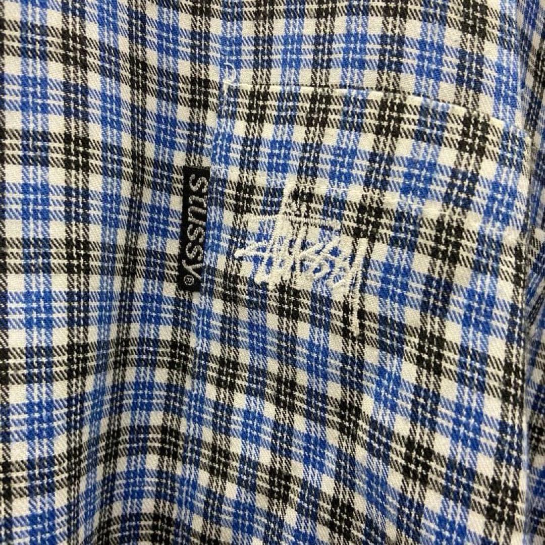 OLD stussy オールドステューシー　90s 刺繍チェックシャツ　古着