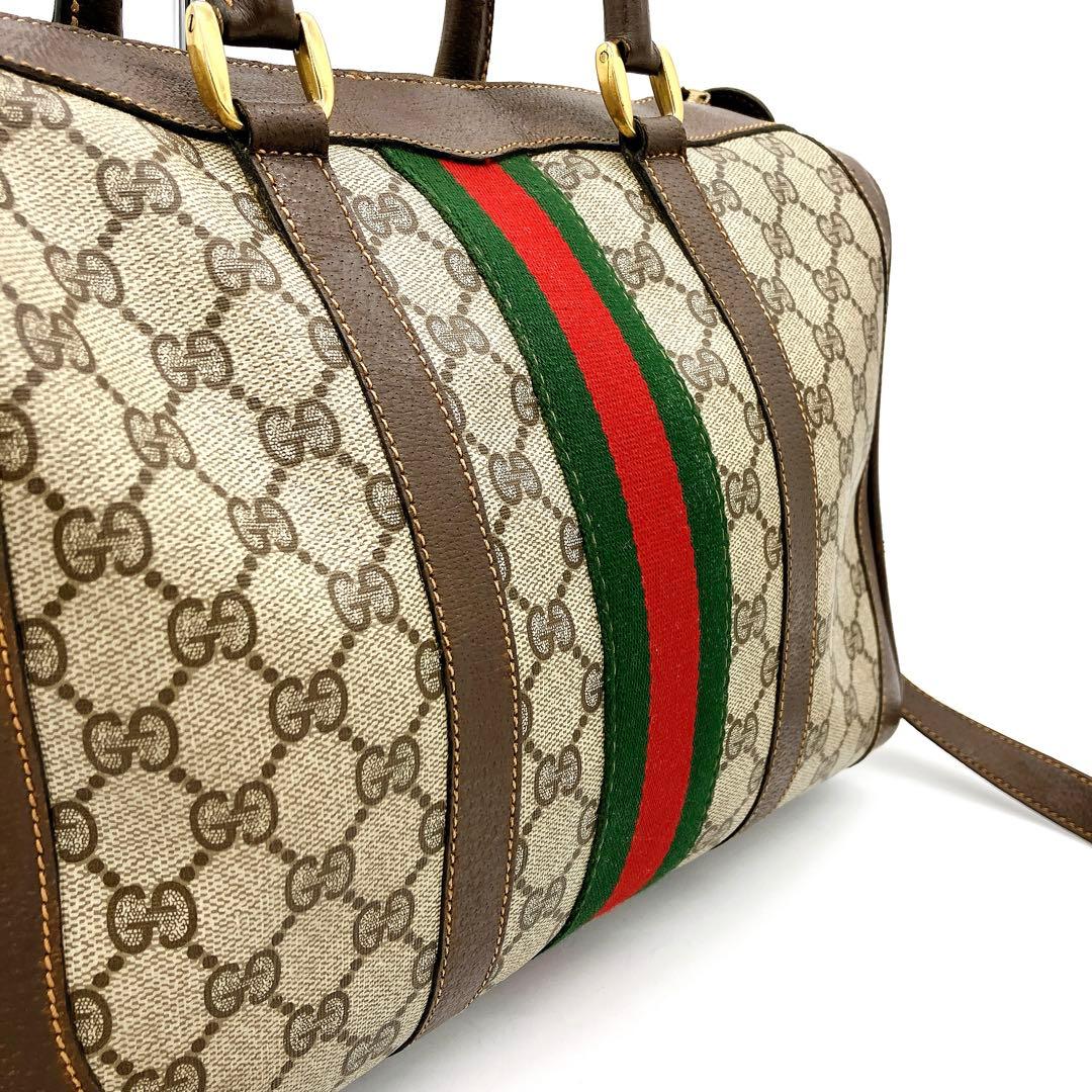 【OLD GUCCI】ミニボストンバッグ　シェリーライン　GGスプリーム