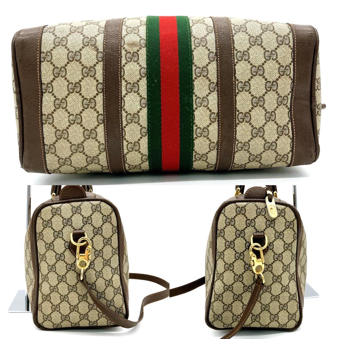 【OLD GUCCI】ミニボストンバッグ　シェリーライン　GGスプリーム