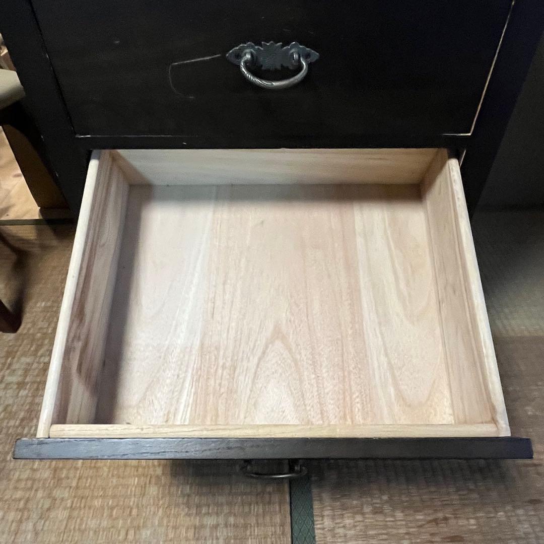 和箪笥 小箪笥 黒塗り 木製チェスト 6段 収納家具