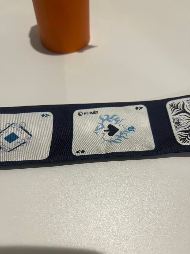 【中古品】エルメス　ツイリー　トランプ　ネイビー