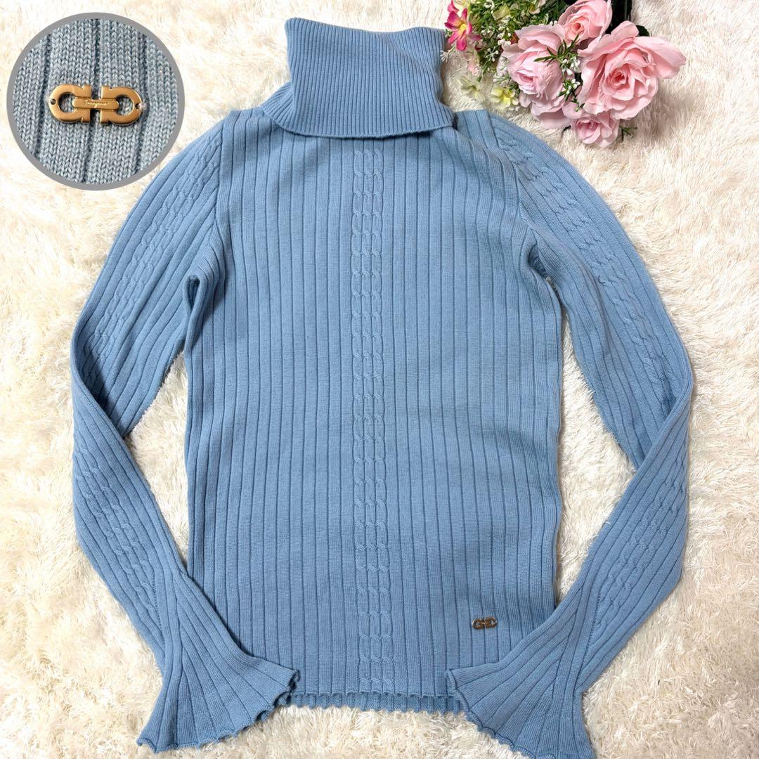 サルヴァトーレフェラガモ ガンチーニ タートルネックケーブルニット ウール