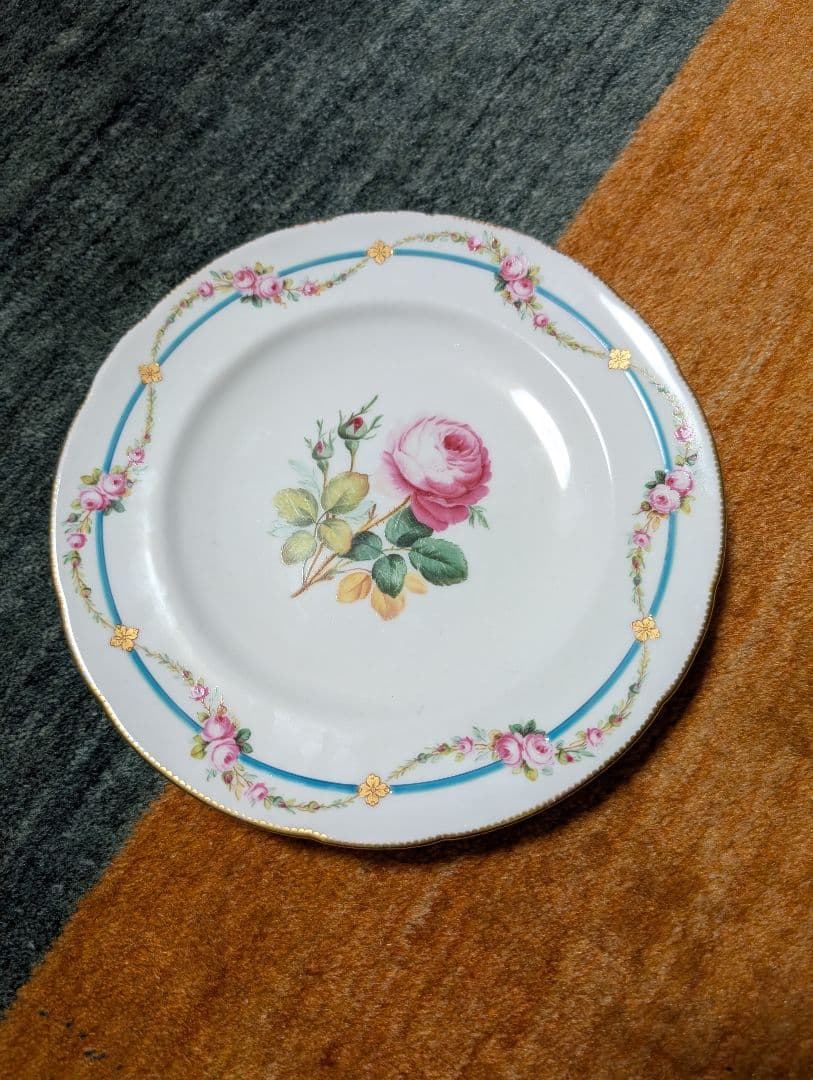 ミントン　ローズとガーランド　アンティーク　プレート