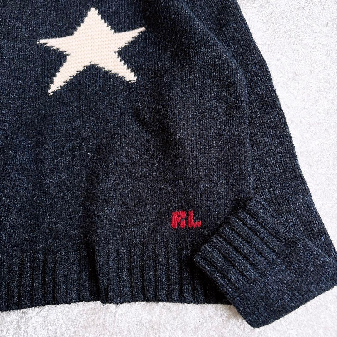 美品♡ラルフローレン　ハイネックニット　星　スター　シルク混　紺　L　大人気✨