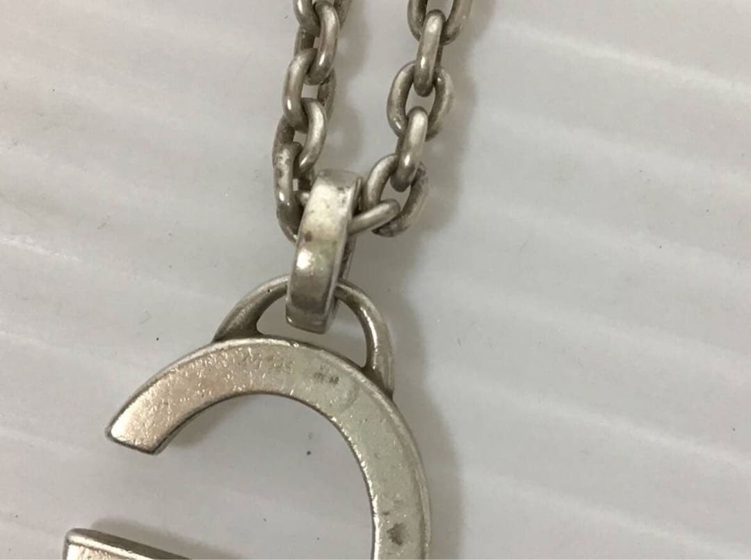 Y969 GUCCI ネックレス Gプレート シルバーAg925 ボールチェーン