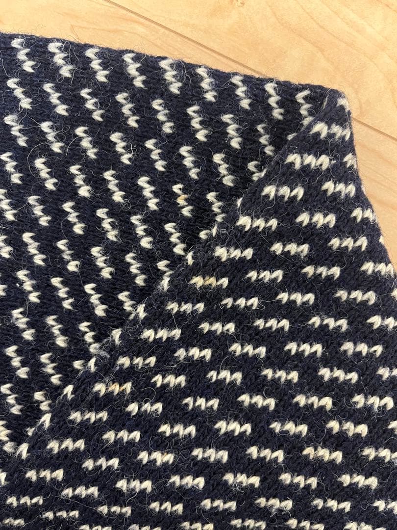 80s L.L.Bean ネイビー バーズアイ　カーディガン　ノルウェー製　L