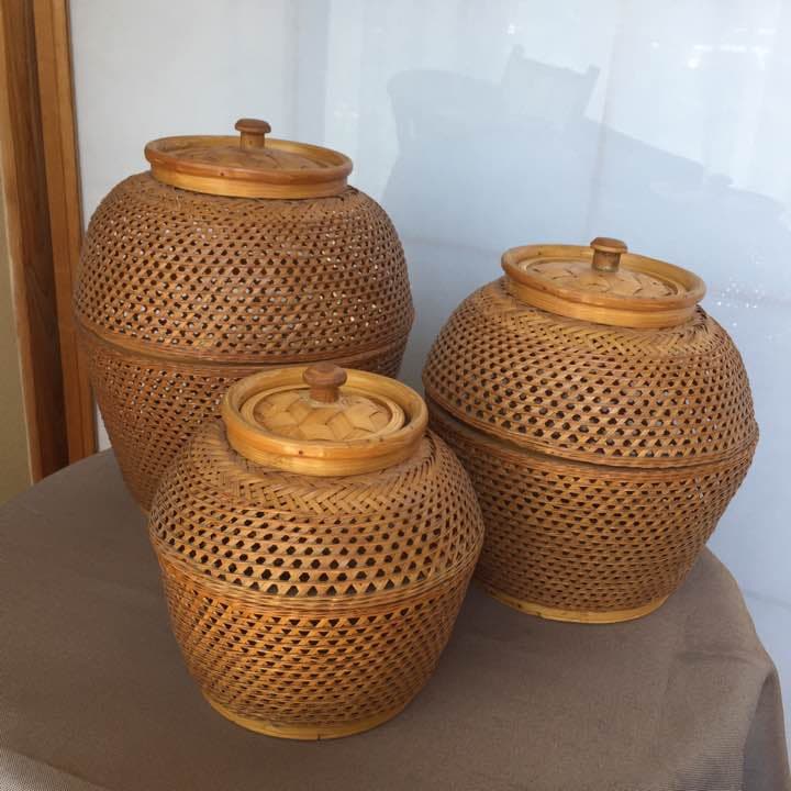 手編みの竹籠  3個セット
