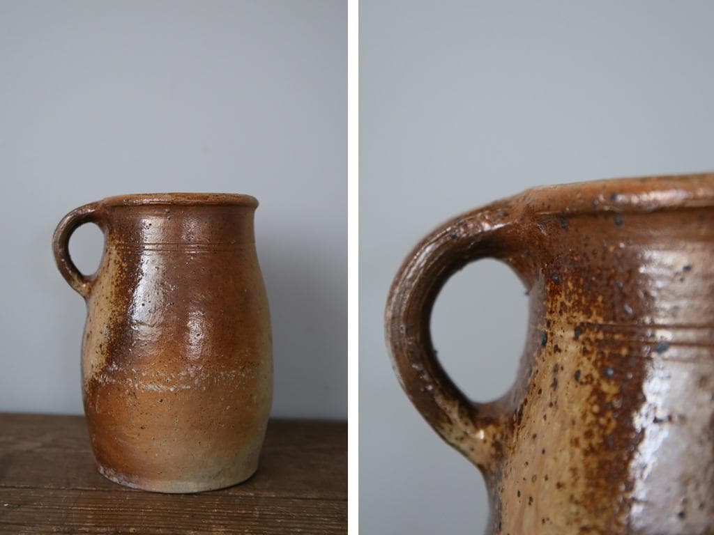 フランスアンティーク陶器ボトル/土器/花瓶/花器フラワーべース(92-149-1