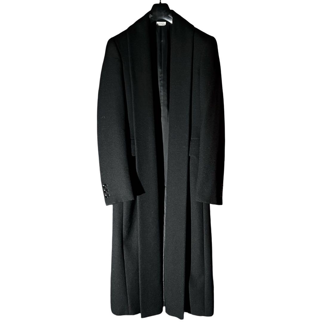 AD2022 22AW ノマド期 ウールロングショールカラーコート 黒
