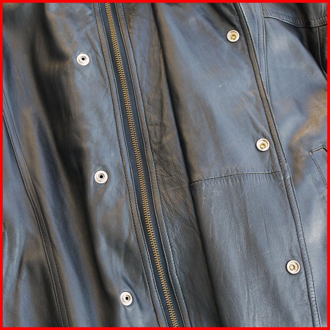 イタリアオリジン レザージャケット 毛皮 ブラック ビッグサイズ 短丈 本革 黒