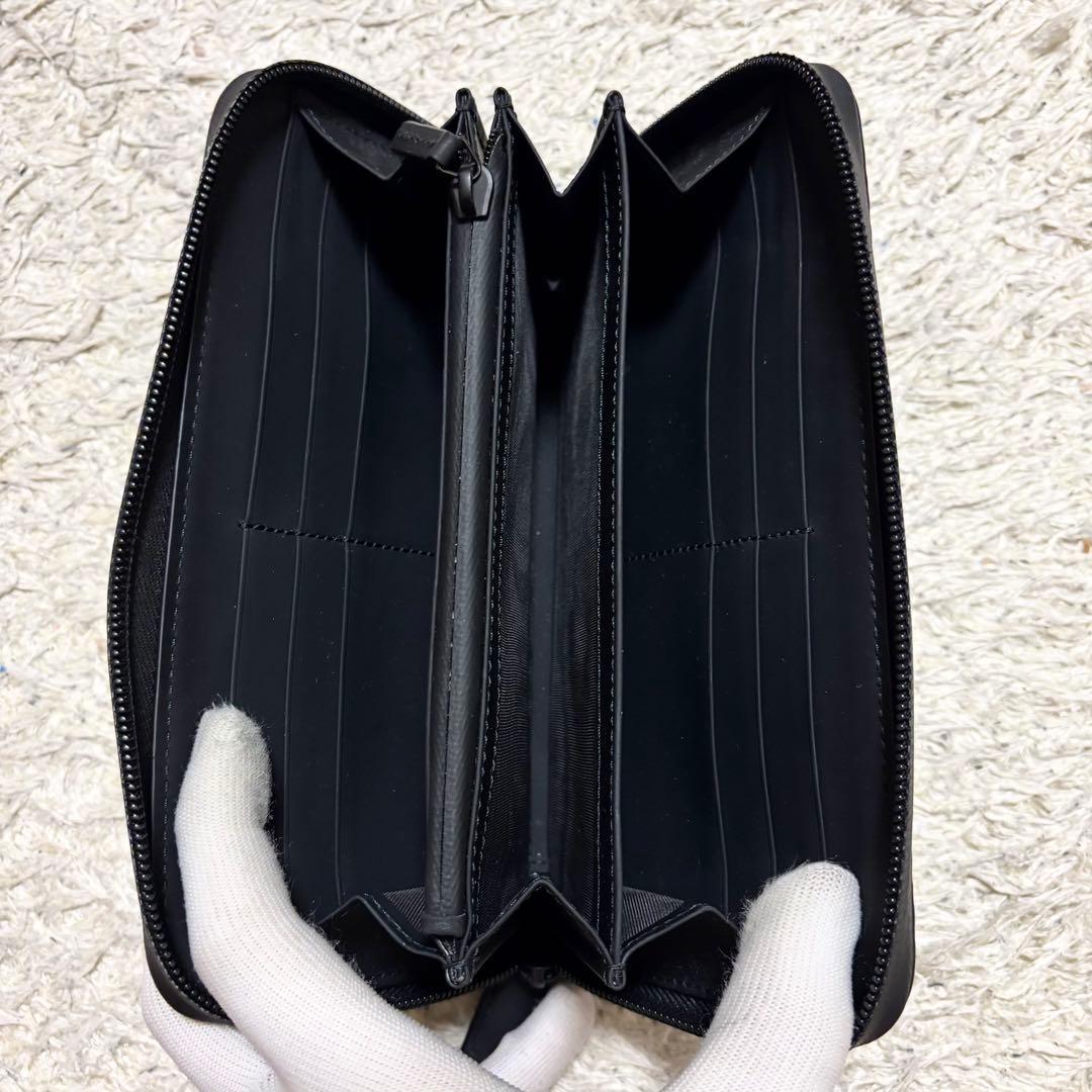 【現行品】 美品 GUCCI 長財布 ラウンドファスナー ラバー GG ブラック