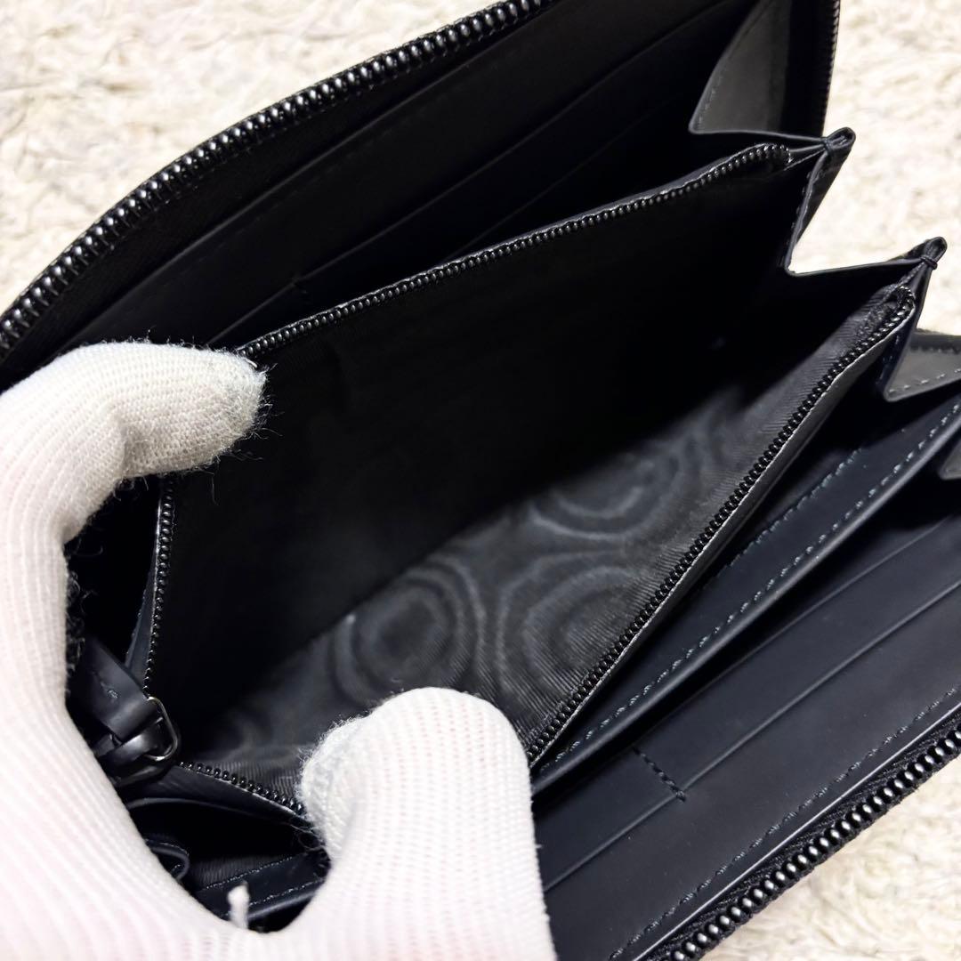 【現行品】 美品 GUCCI 長財布 ラウンドファスナー ラバー GG ブラック