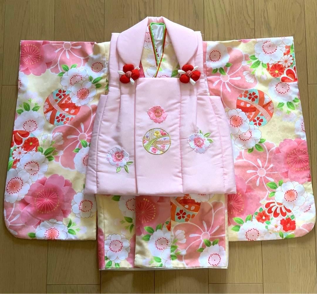 七五三 花柄 ピンク 花ひめ 被布 着物 被布セット