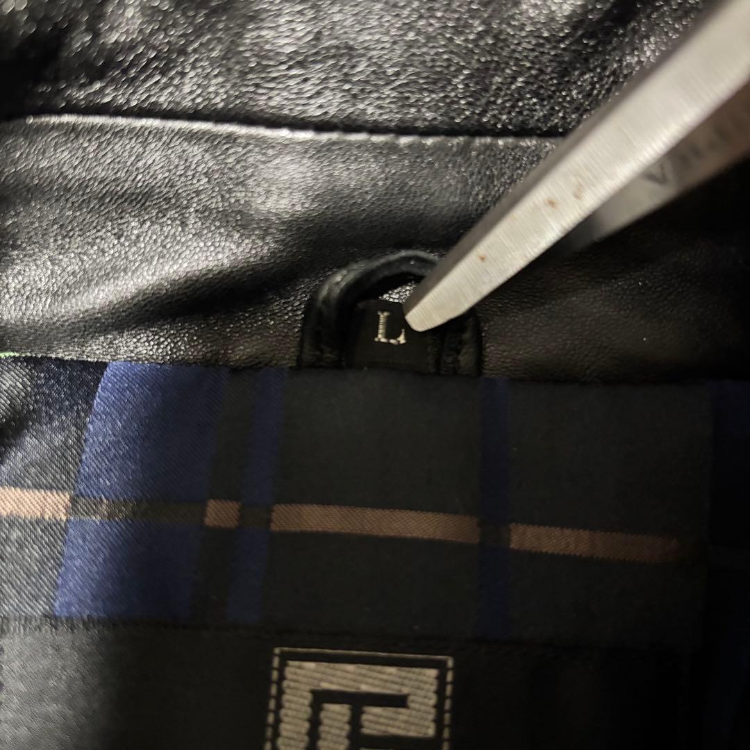 【PIERRE BALMAIN】ラムレザーロングコート 日本製 ファー 黒 L