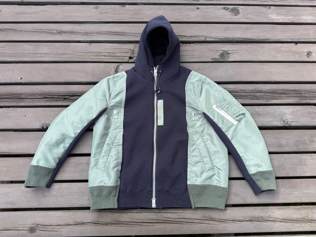 ジャケット・アウター MA-1 Nylon Twill Sleeve Zip-Up Hoodie