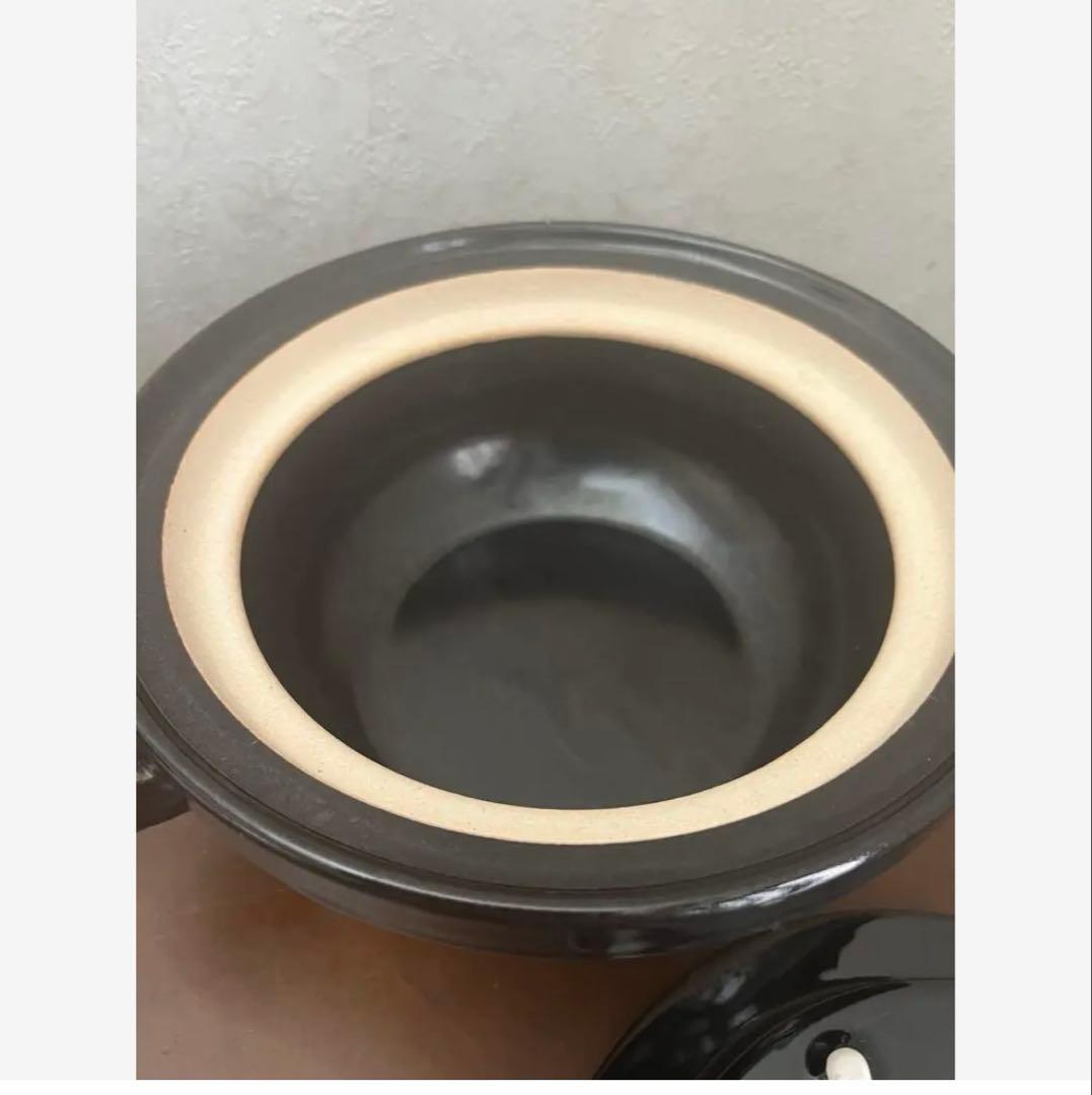 永谷園　黒い陶器製丸型土鍋