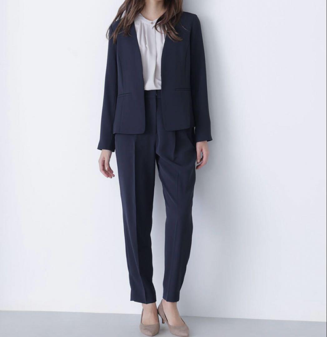 ストレッチツイルセットアップ　ノーカラージャケットパンツ