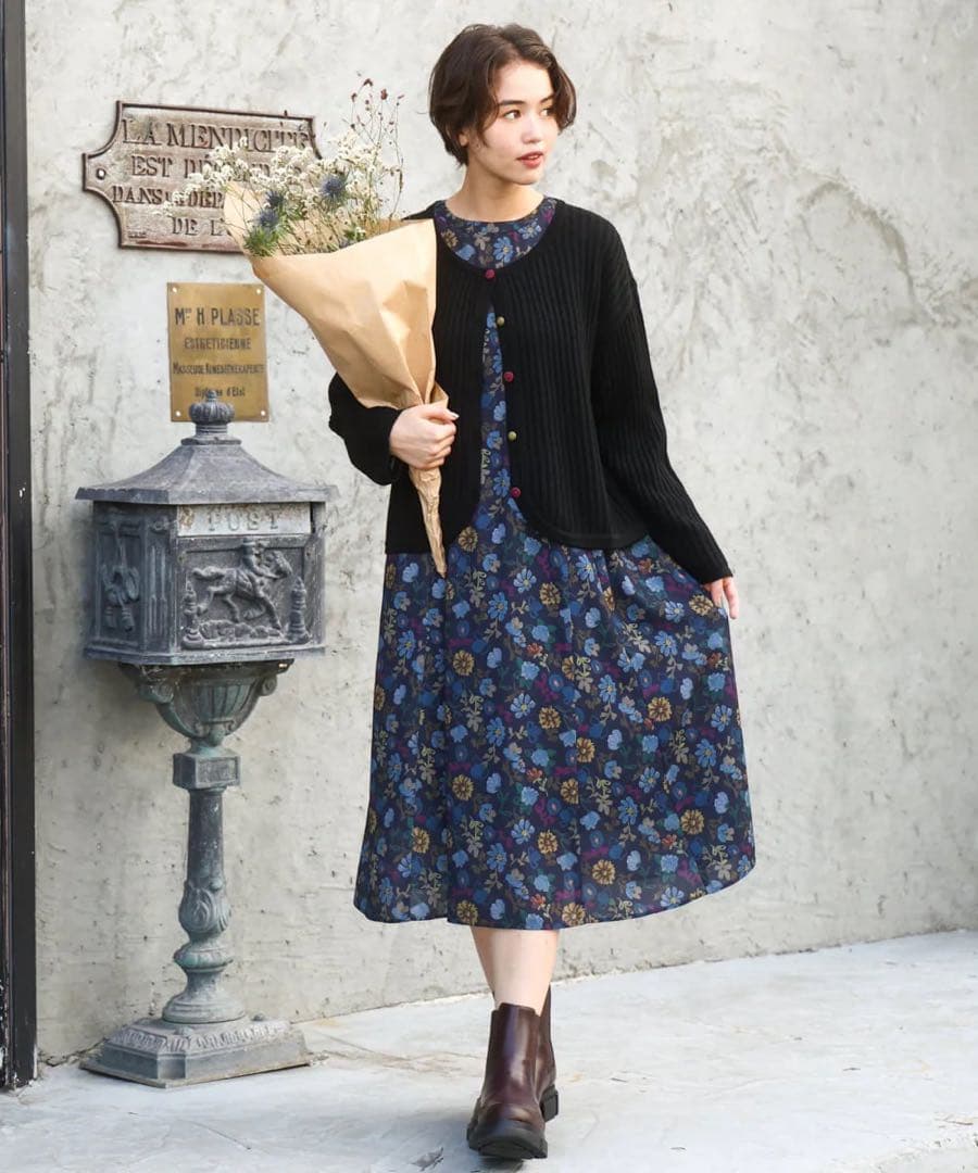 ホコモモラ今季新品タグ付き　フラワープリントワンピース38 33000円