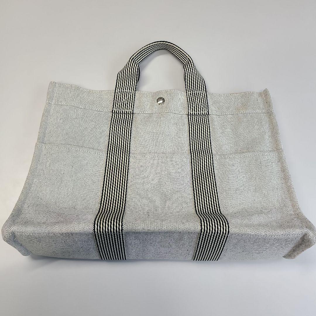 HERMES　グレー キャンバス トートバッグ 大容量