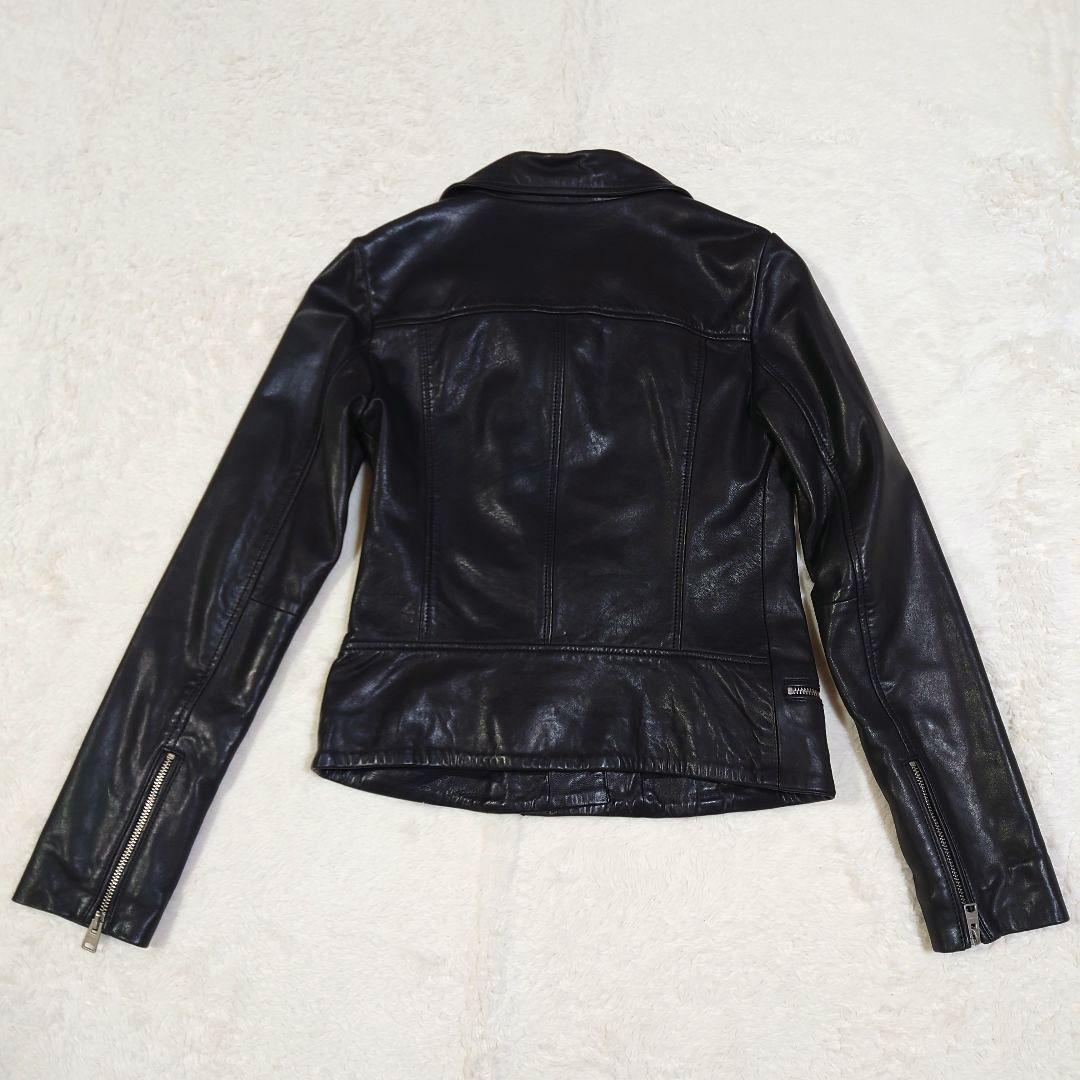 ラムレザー ダブルライダースジャケット 短丈 ALL SAINTS ブラック