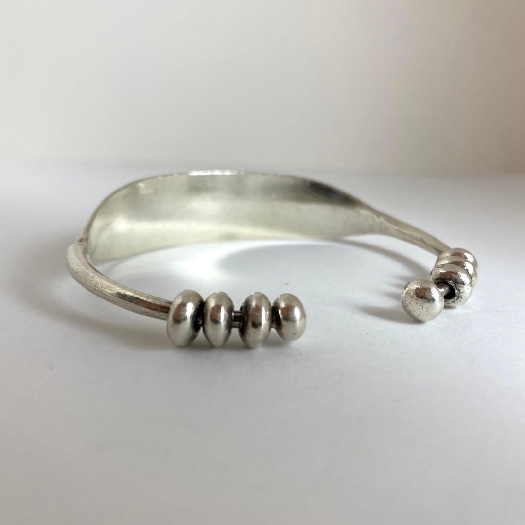 カレンシルバー　フェザー　バングル　ブレスレット　布袋付　ハンドメイド 925