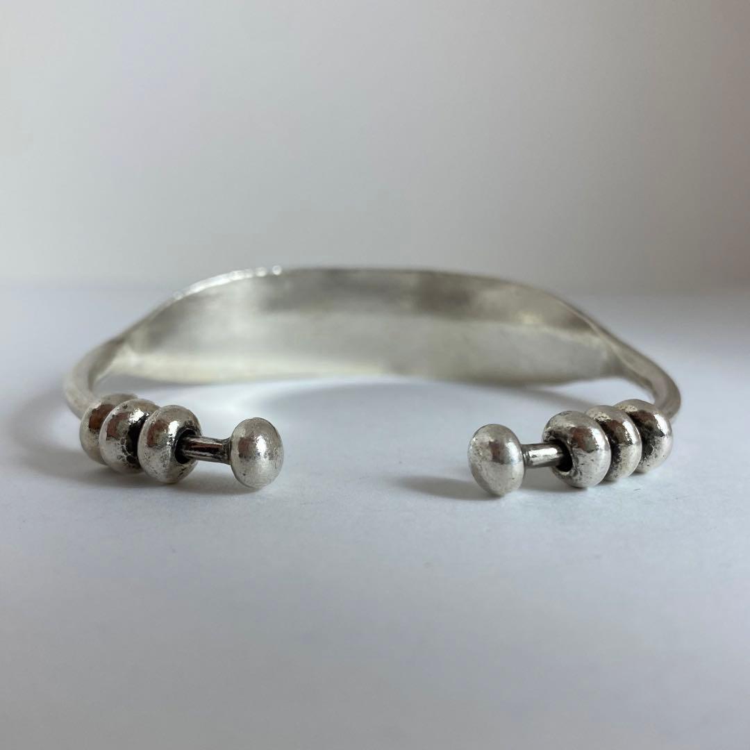 カレンシルバー　フェザー　バングル　ブレスレット　布袋付　ハンドメイド 925