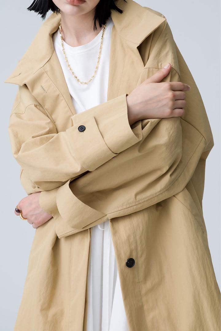 エブール　イージーコットン シャツアウター　ベージュ　スプリングコート　24AW