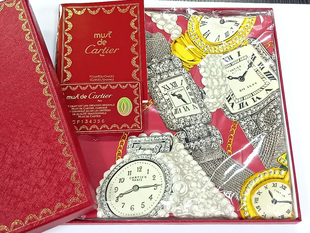502 Cartier カルティエ 時計 シルク スカーフ　箱付き