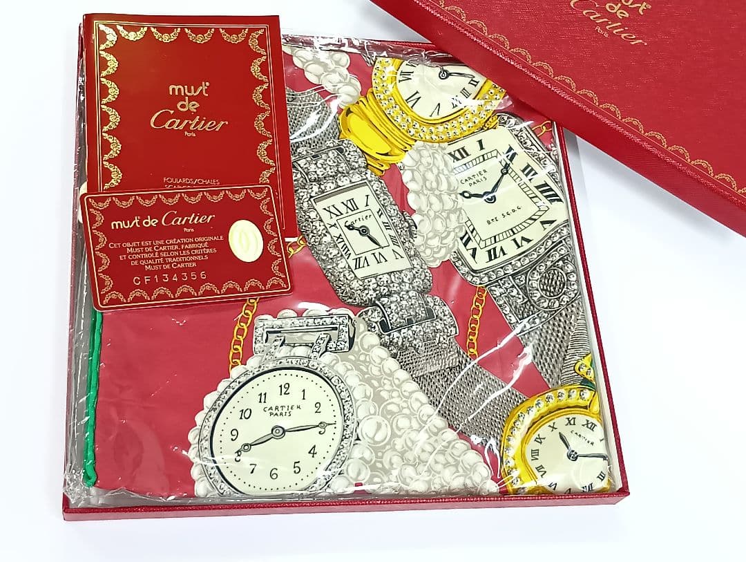 502 Cartier カルティエ 時計 シルク スカーフ　箱付き