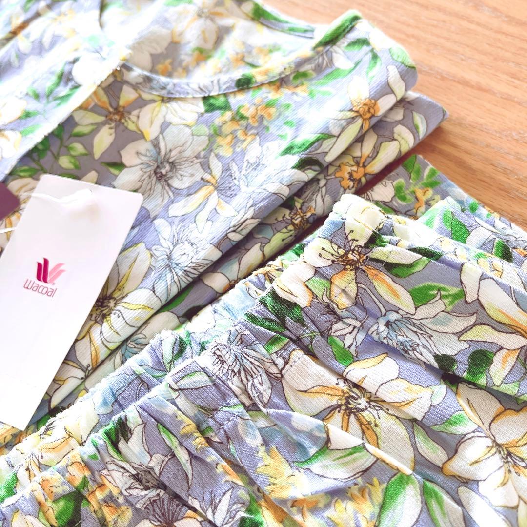 ワコール グランダー レディース 半袖 パジャマ ロングパンツ ブルー L 新品