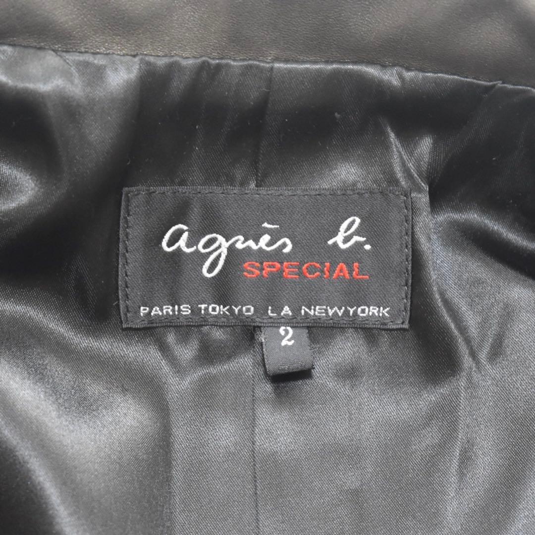 agnes b SPECIAL フランス製 ラムレザー ロングコート オリーブ2