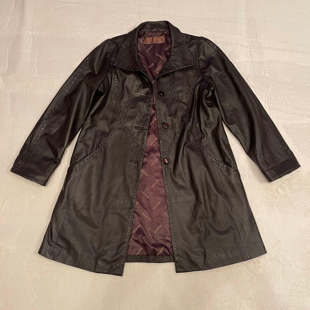 BALMANバルマン 羊革 ラムレザー レザージャケット 11号 美品 ブラウン