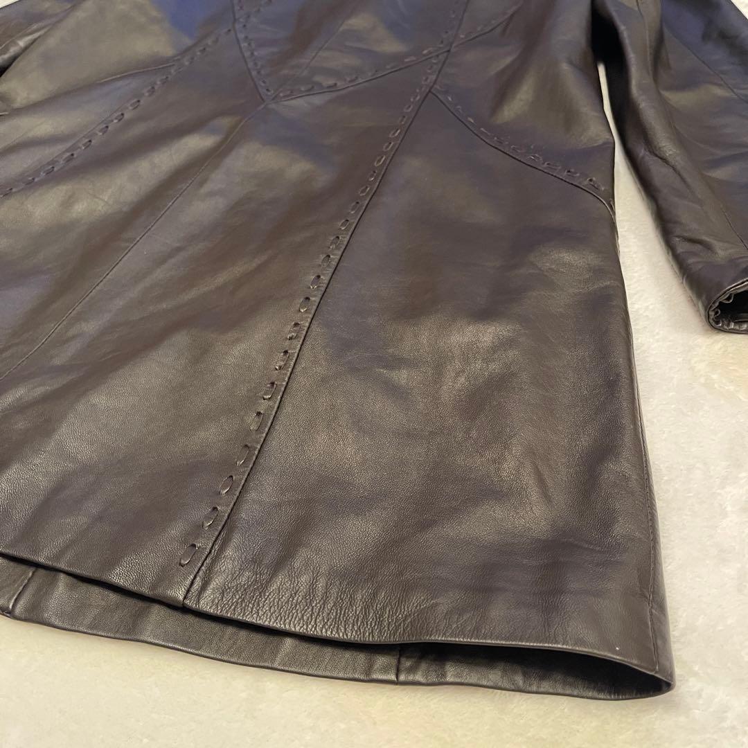 BALMANバルマン 羊革 ラムレザー レザージャケット 11号 美品 ブラウン