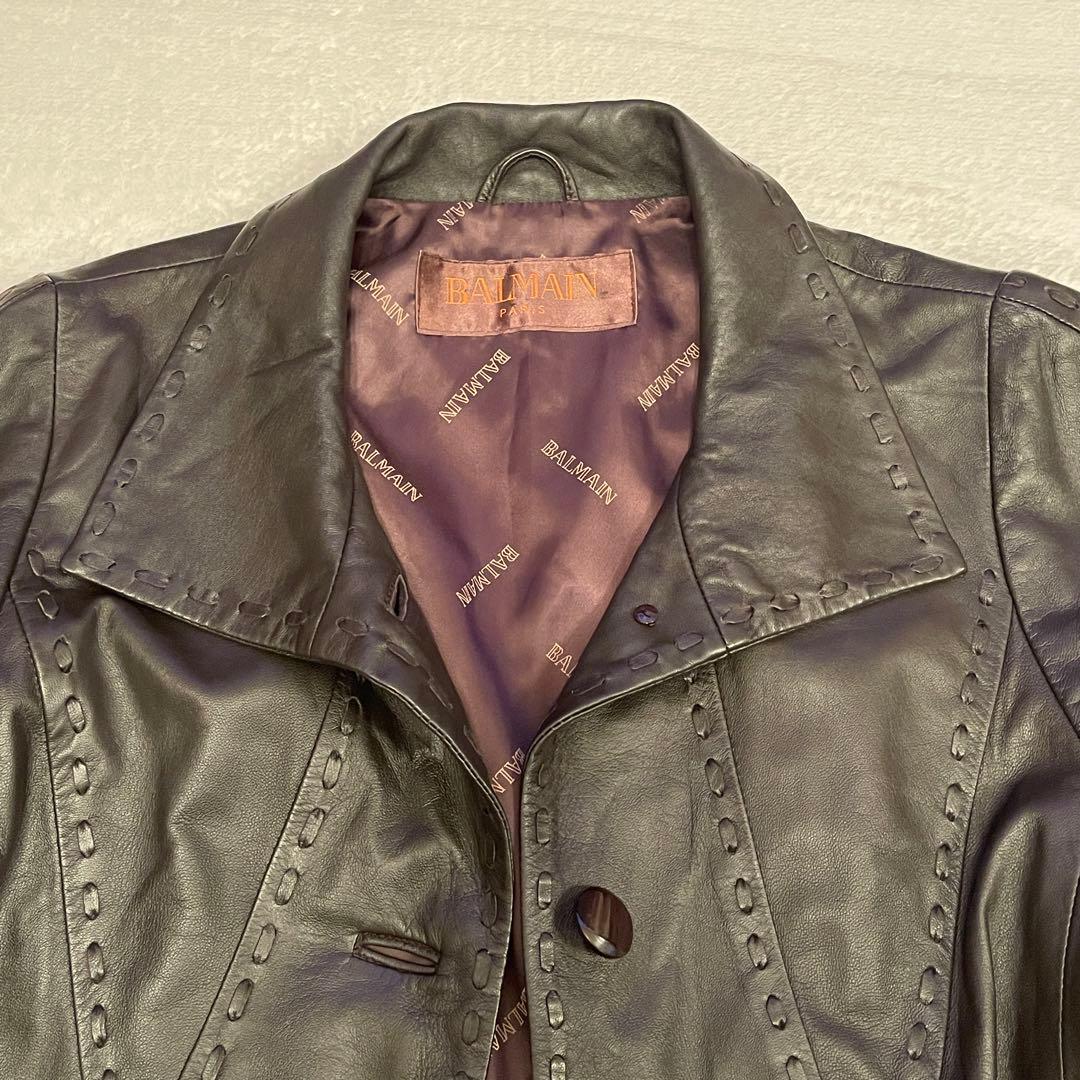 BALMANバルマン 羊革 ラムレザー レザージャケット 11号 美品 ブラウン