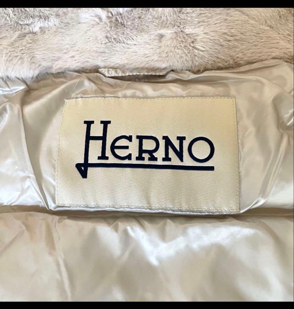 Herno ベージュ ファー ダウンジャケット 40