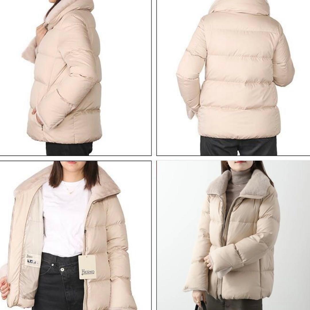 Herno ベージュ ファー ダウンジャケット 40