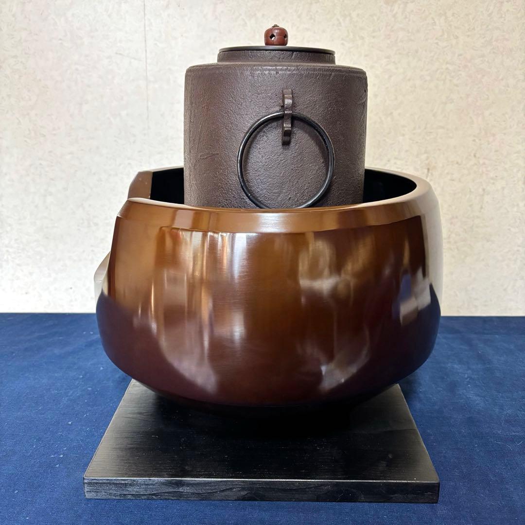風炉/茶釜/電熱器/唐銅面取風炉/竹地紋筒釜/野々田電熱器/敷板/前瓦/底瓦