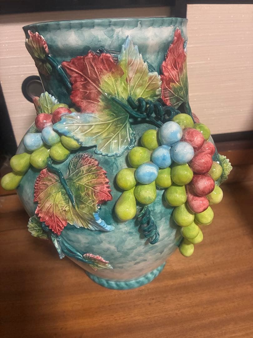 イタリア製 ブドウ装飾 花瓶 72-G