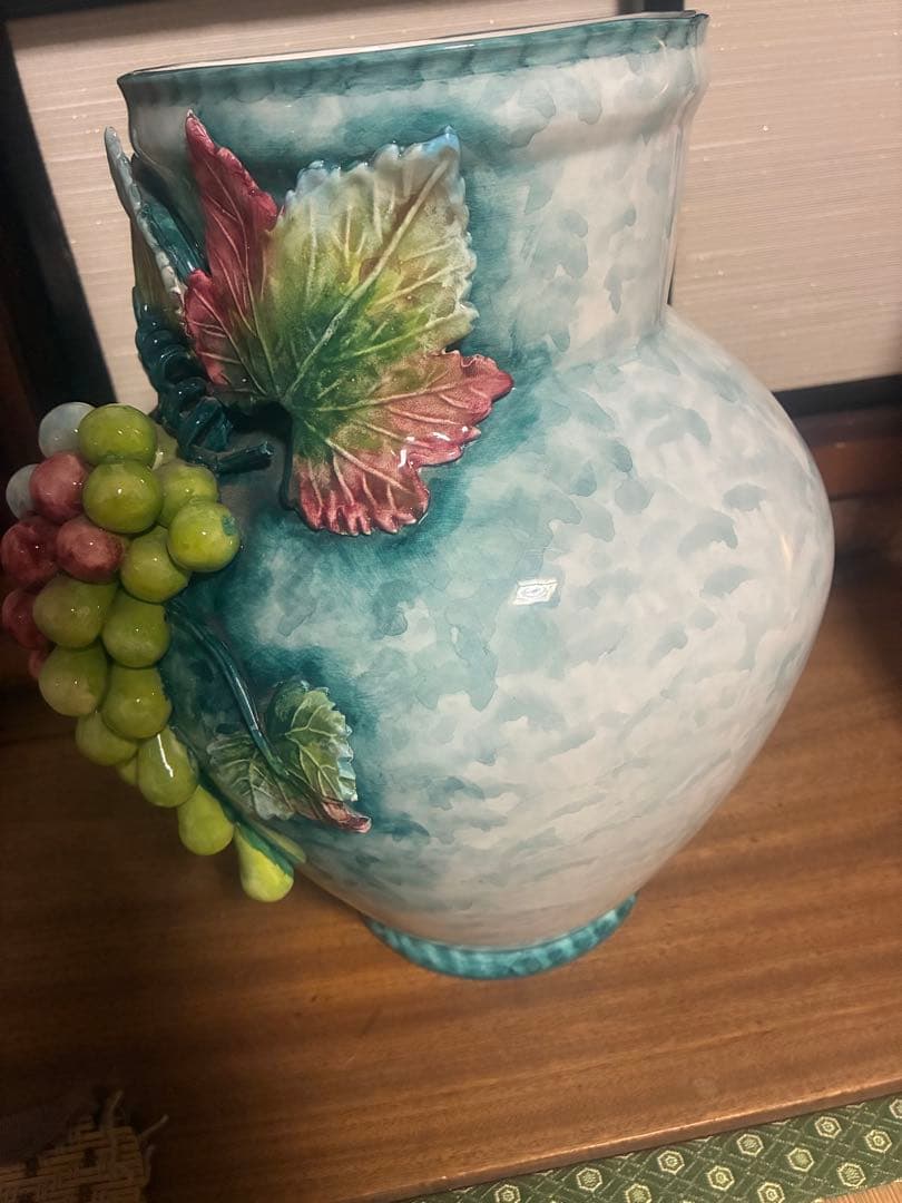 イタリア製 ブドウ装飾 花瓶 72-G