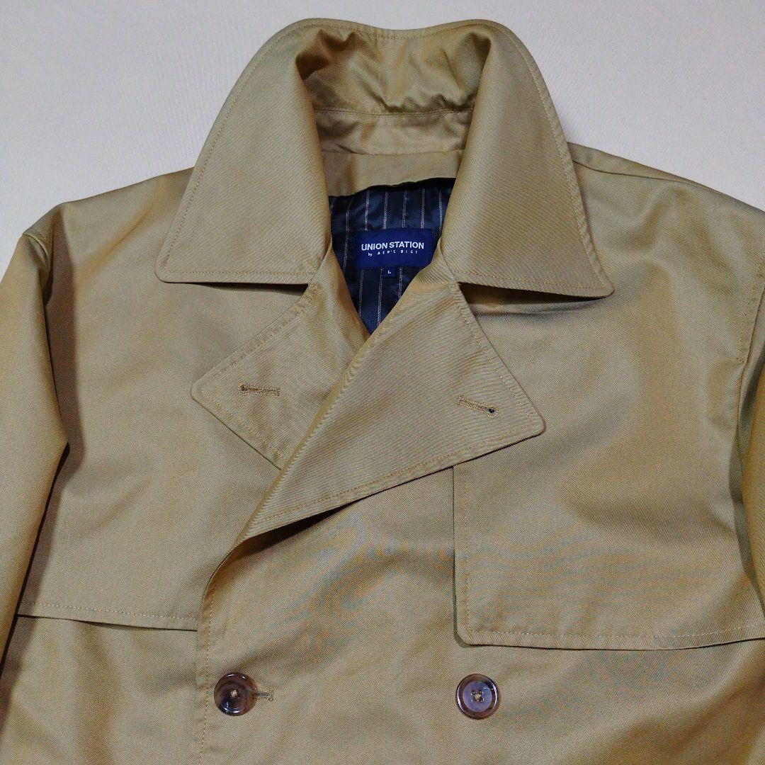 メンズビギ ユニオンステーション　コットンギャバトレンチコート　光沢ベージュ　L