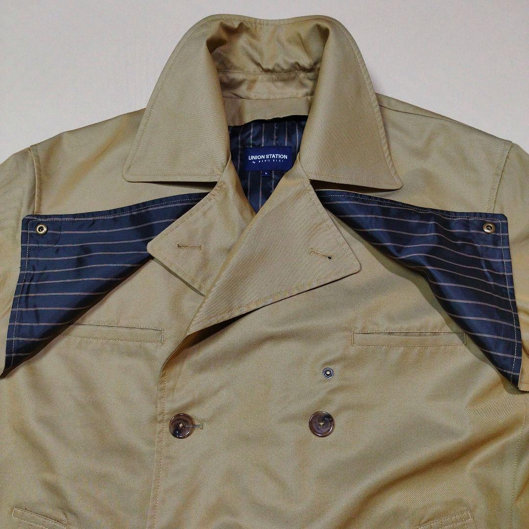 メンズビギ ユニオンステーション　コットンギャバトレンチコート　光沢ベージュ　L