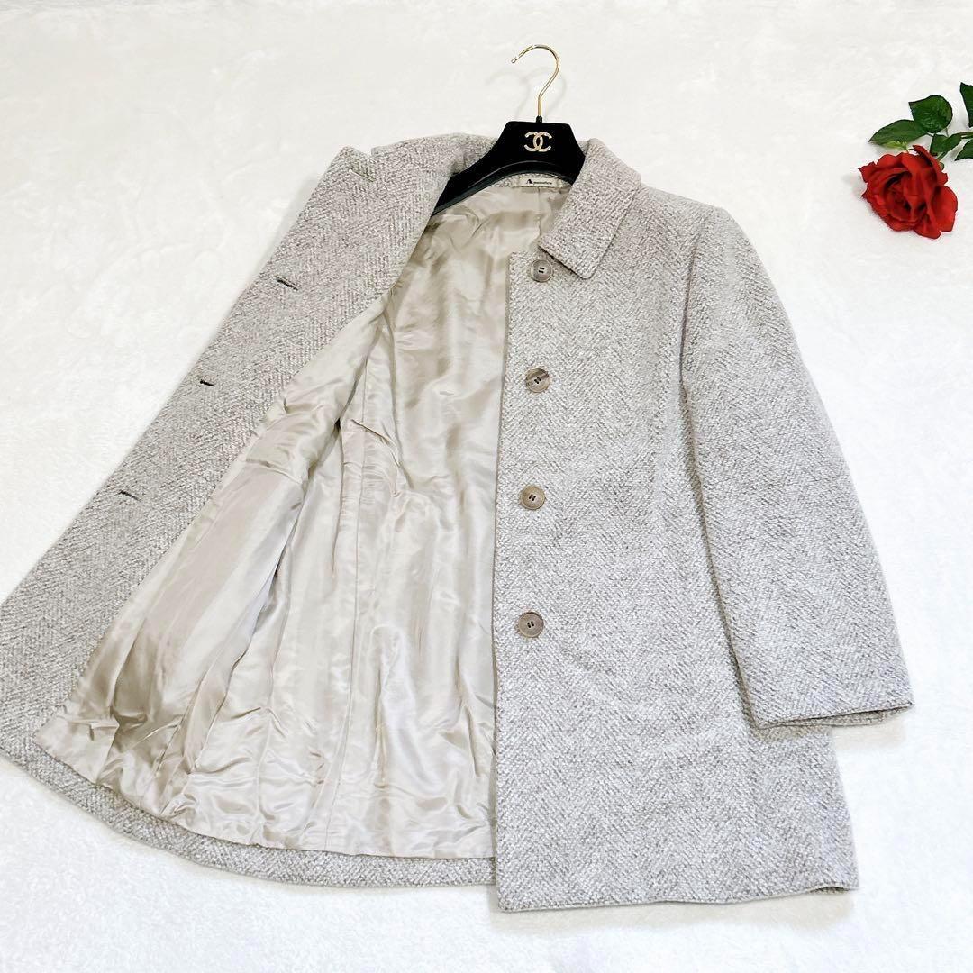 未使用級美品✨　アクアスキュータム　ステンカラー　コート　ウール　ヘリンボーン