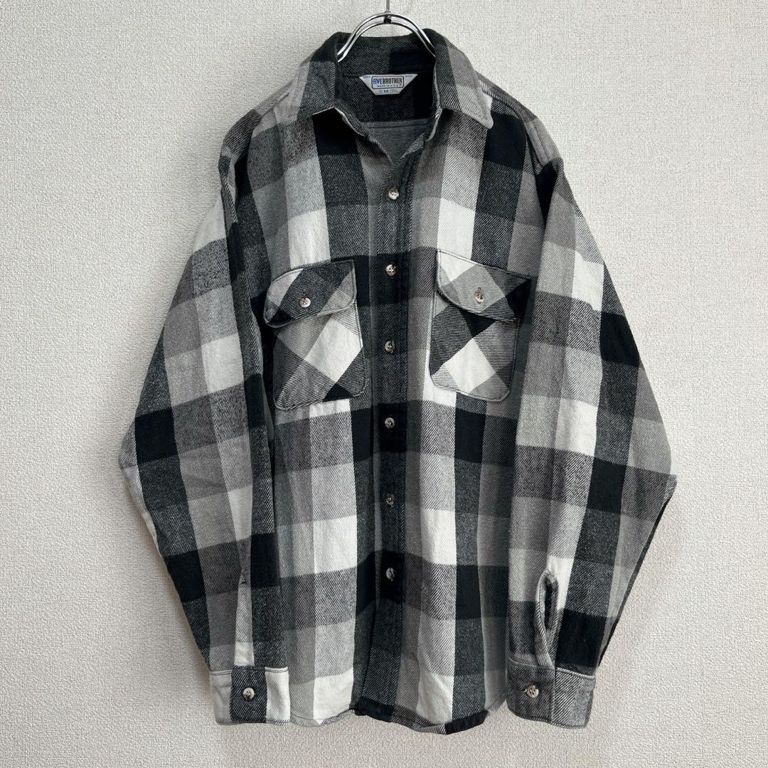 【USA製】70's FIVE BROTHER ブロックチェック ネルシャツ M