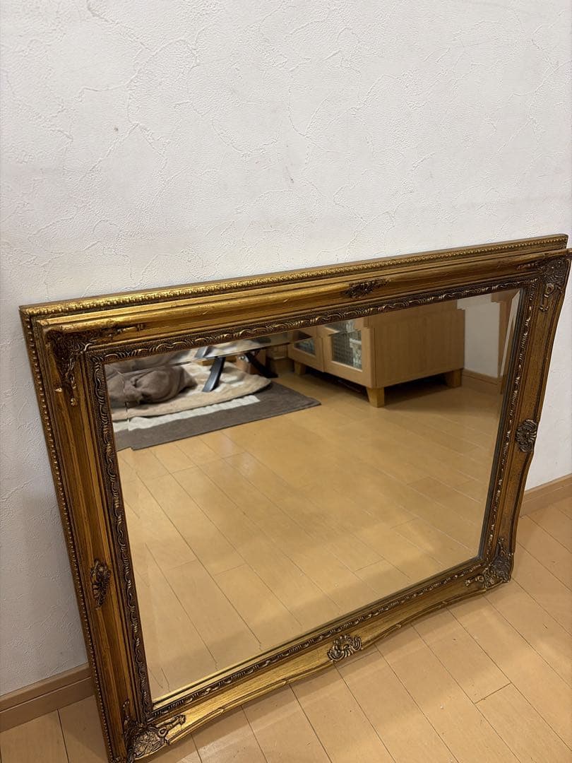 アンティーク調鏡　ヨーロッパ　金色フレーム　ミラー