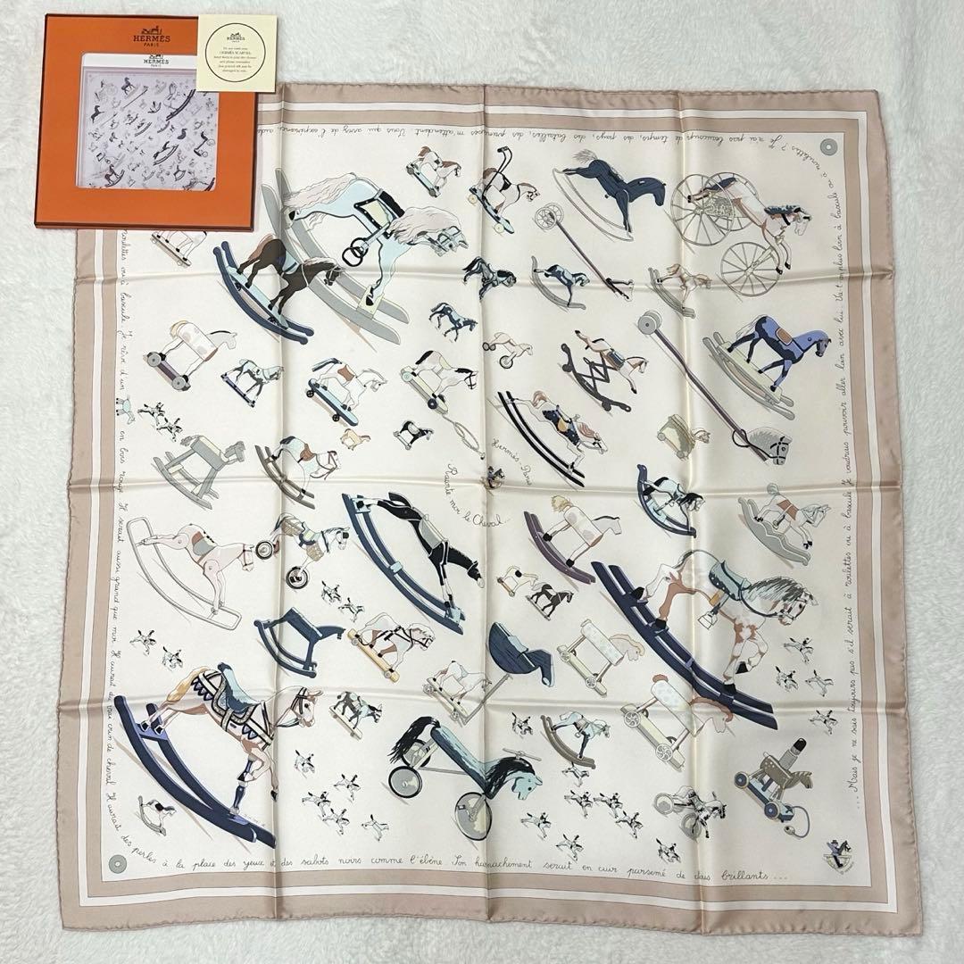 未使用美品✨HERMES エルメス カレ90 スカーフ 大判 【お馬の話をして】